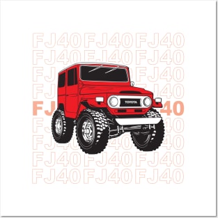 FJ40 Stacked Red Posters and Art